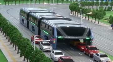 Futuristic Elevated Bus Hits the Road in China